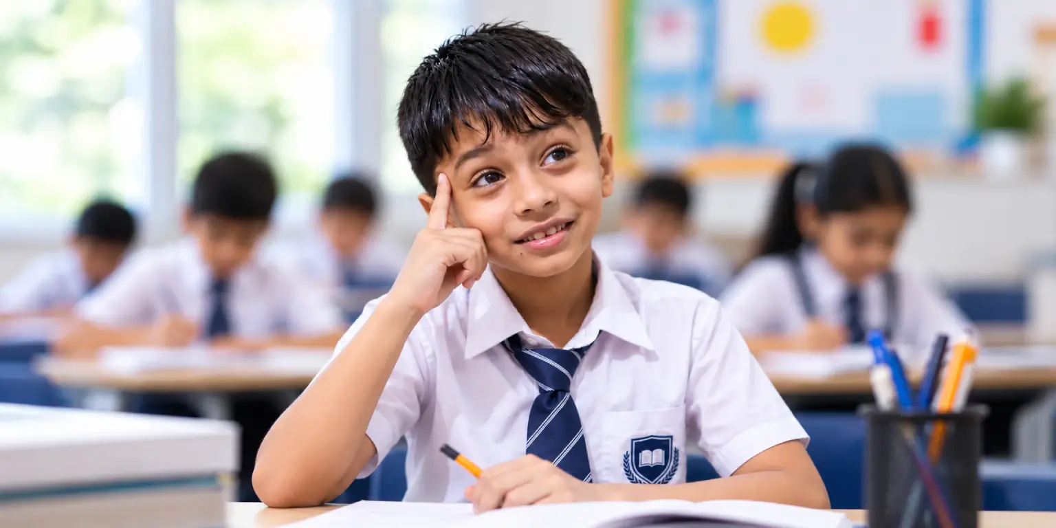 Student developing cognitive skills through experiential learning in classroom.